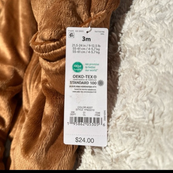 CARTER'S 3 month Bunting Brown Bear One Piece Winter Coat Jacket Snowsuit NEW - Picture 7 of 10